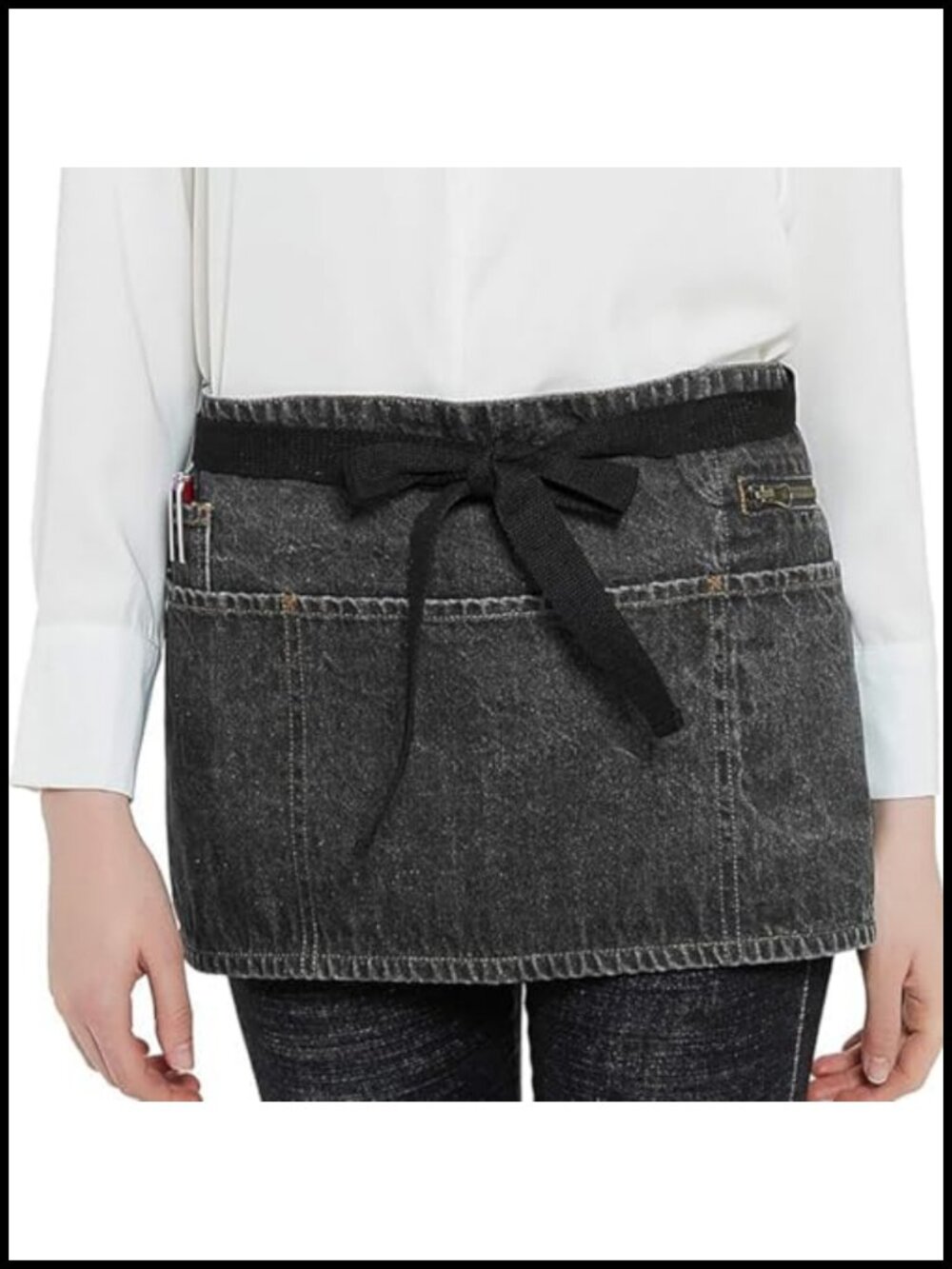 100% Cotton Denim Waist Apron with 5 Pockets & Brass Zipper